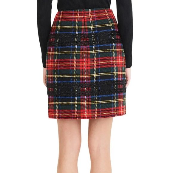 NEW J. Crew Tartan Plaid Metallic Mini Skirt 0 - Picture 3 of 6